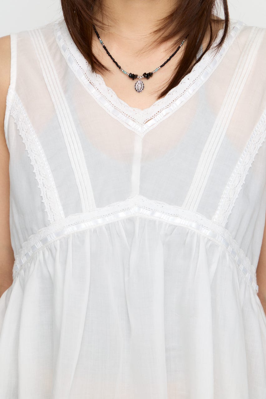 SOFT LACE NOSLEEVE トップス WHT FREE