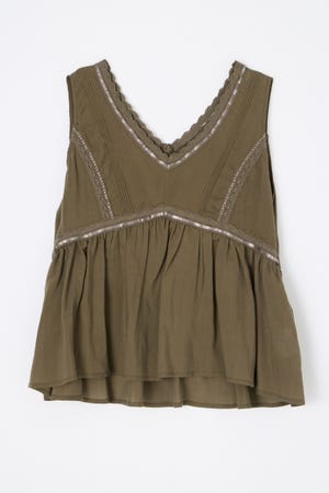 SOFT LACE NOSLEEVE トップス
