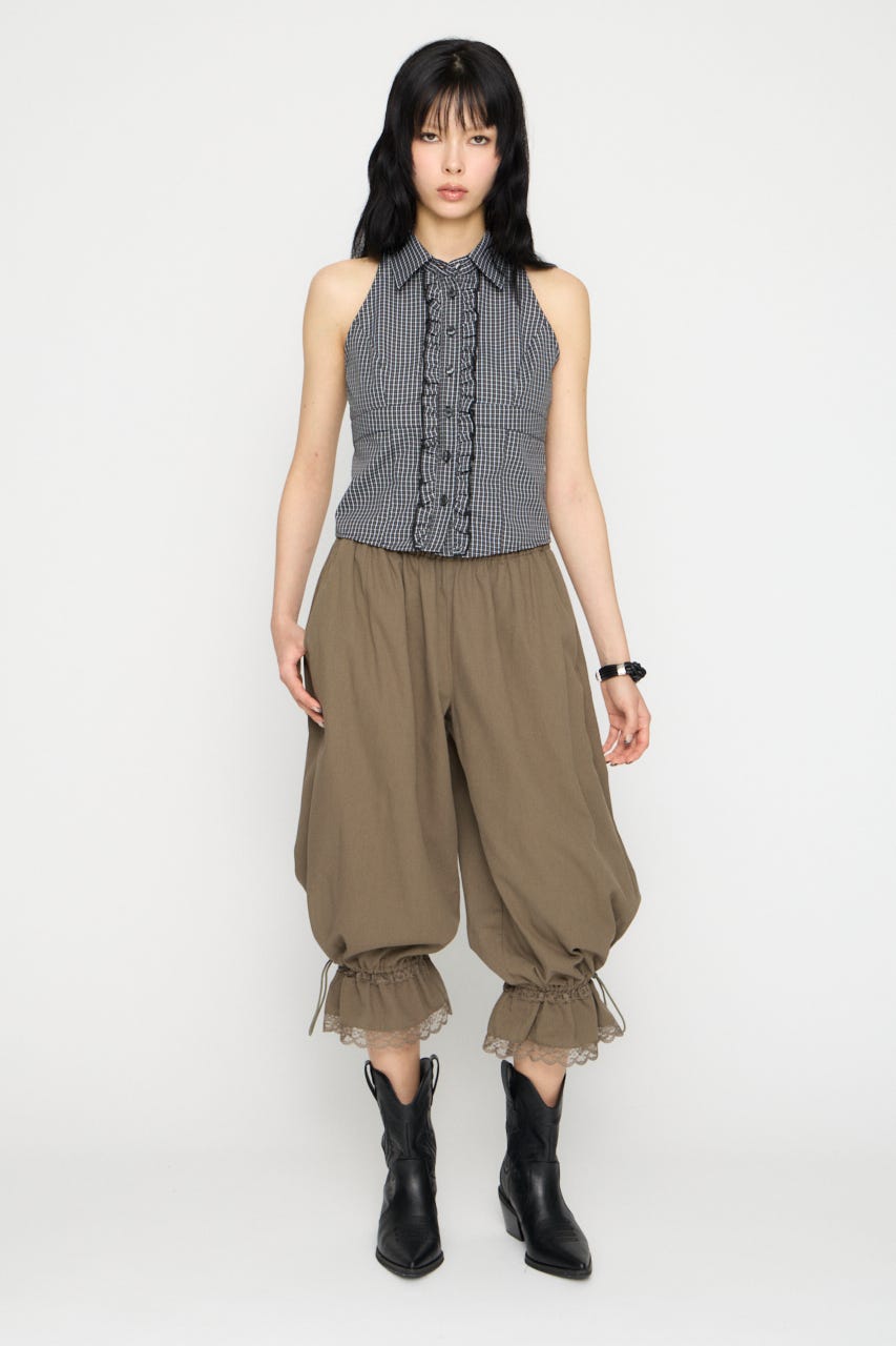 FRONT FRILL NOSLEEVE シャツ BLK FREE