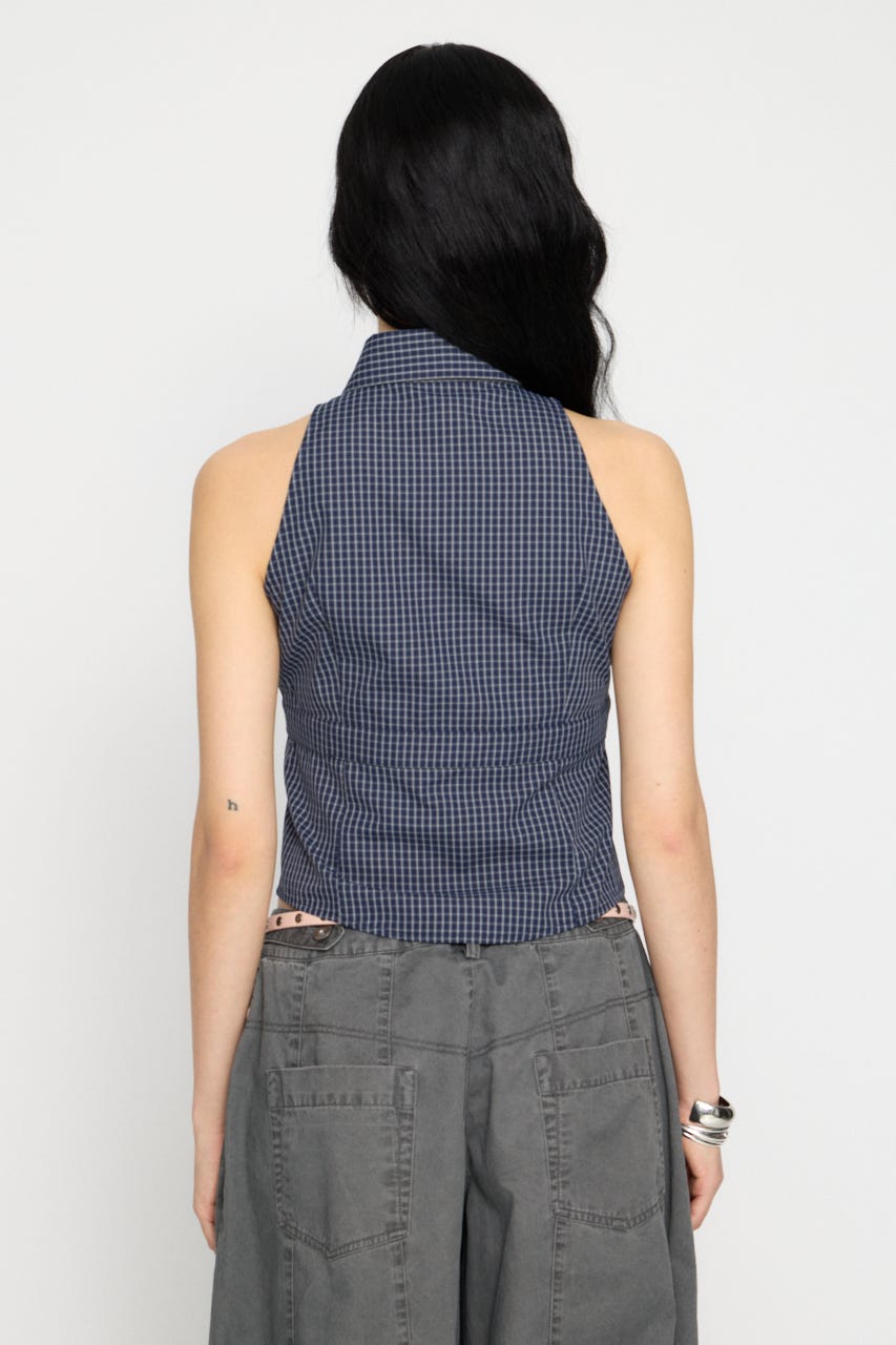 FRONT FRILL NOSLEEVE シャツ NVY FREE
