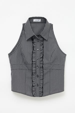 FRONT FRILL NOSLEEVE シャツ