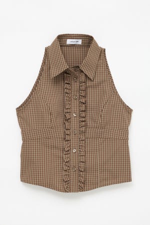 FRONT FRILL NOSLEEVE シャツ