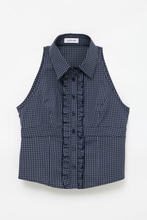 FRONT FRILL NOSLEEVE シャツ