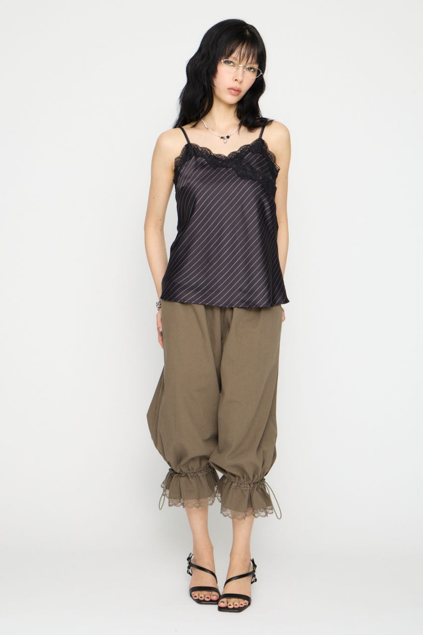 STRIPE SATIN キャミソール BLK FREE
