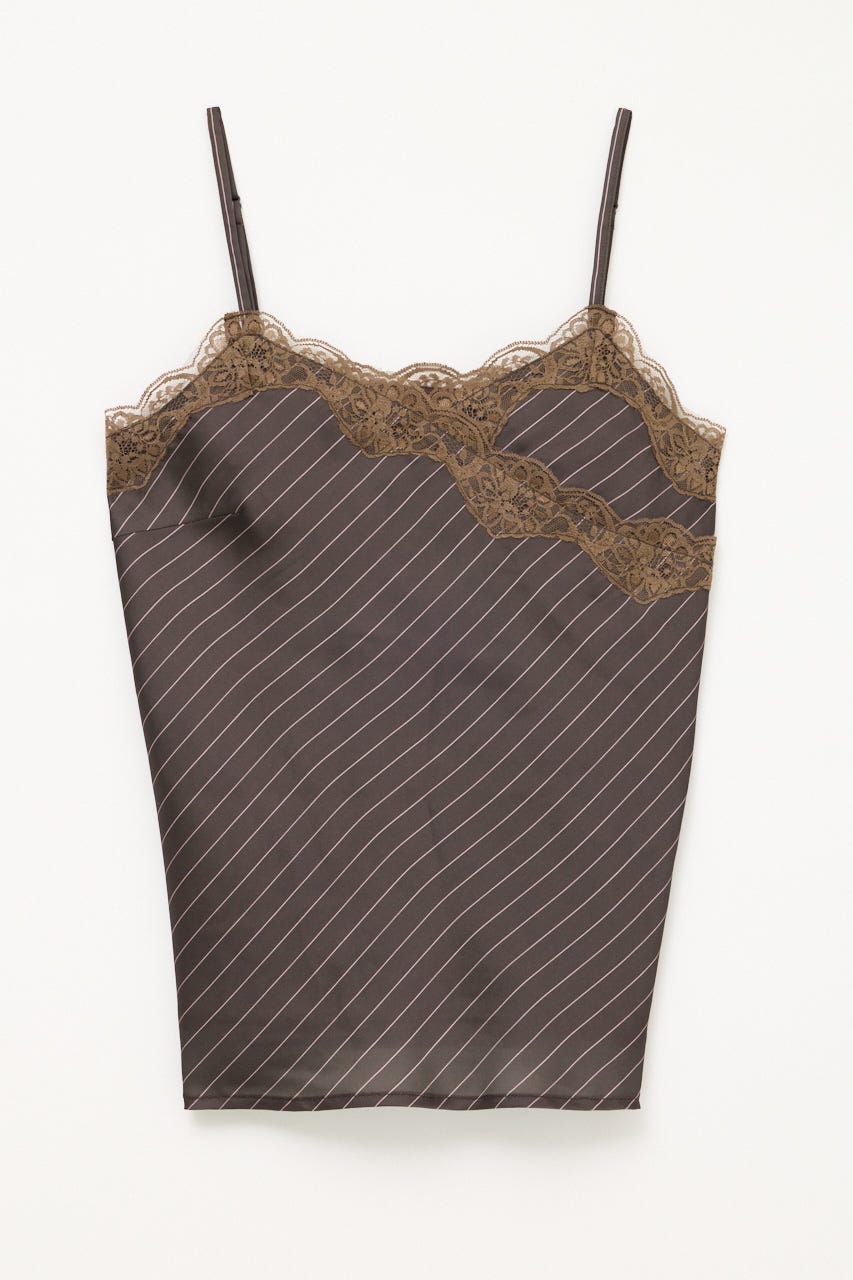 STRIPE SATIN キャミソール BRN FREE