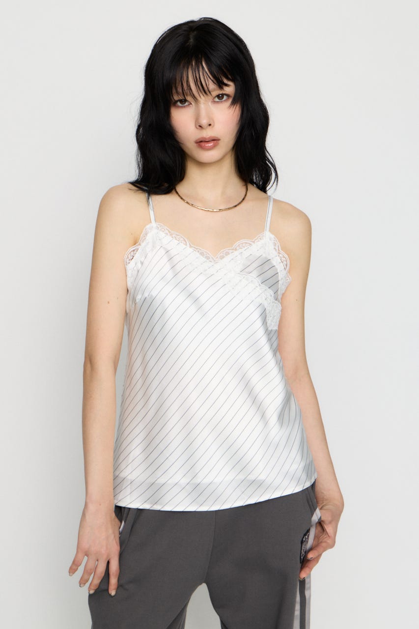 STRIPE SATIN キャミソール WHT FREE