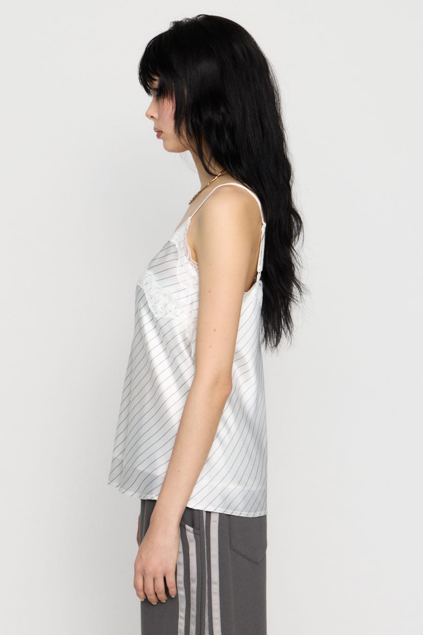 STRIPE SATIN キャミソール WHT FREE
