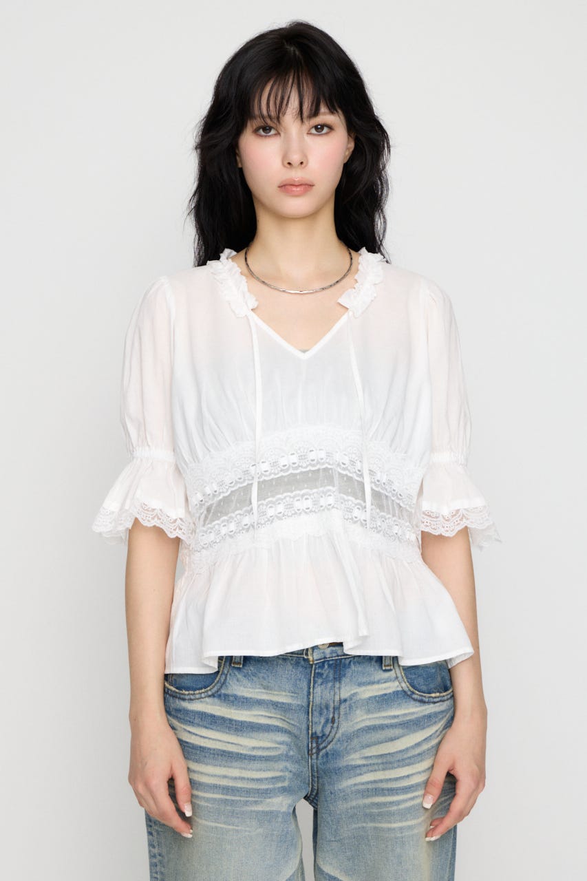 PUFF SLEEVE AIRY トップス WHT FREE