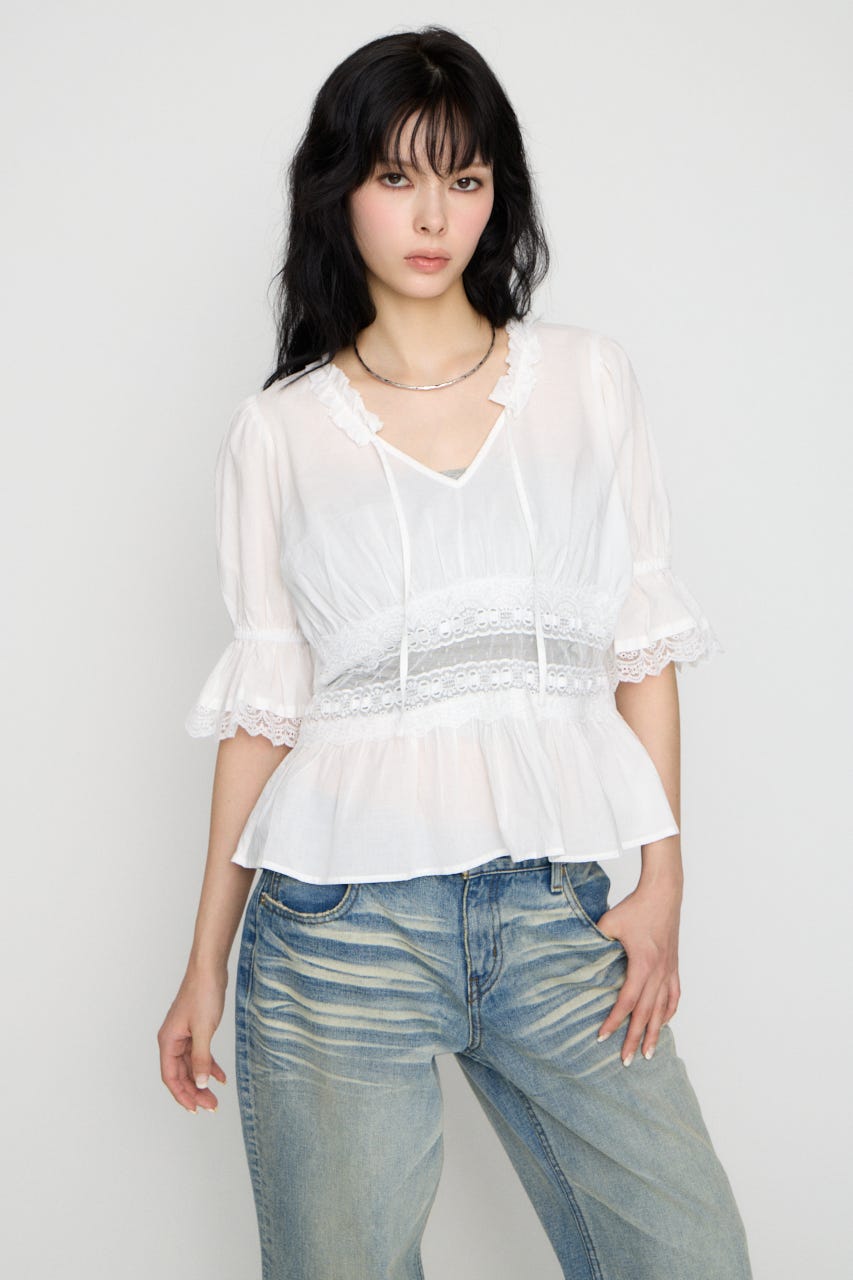 PUFF SLEEVE AIRY トップス WHT FREE