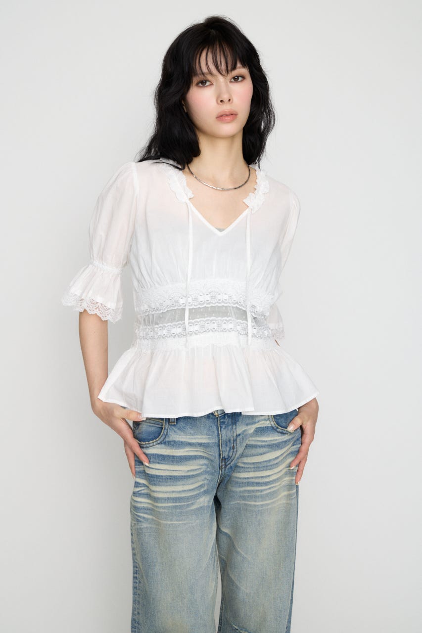 PUFF SLEEVE AIRY トップス WHT FREE