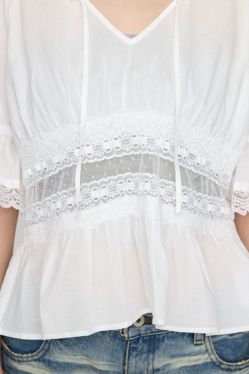 PUFF SLEEVE AIRY トップス WHT FREE