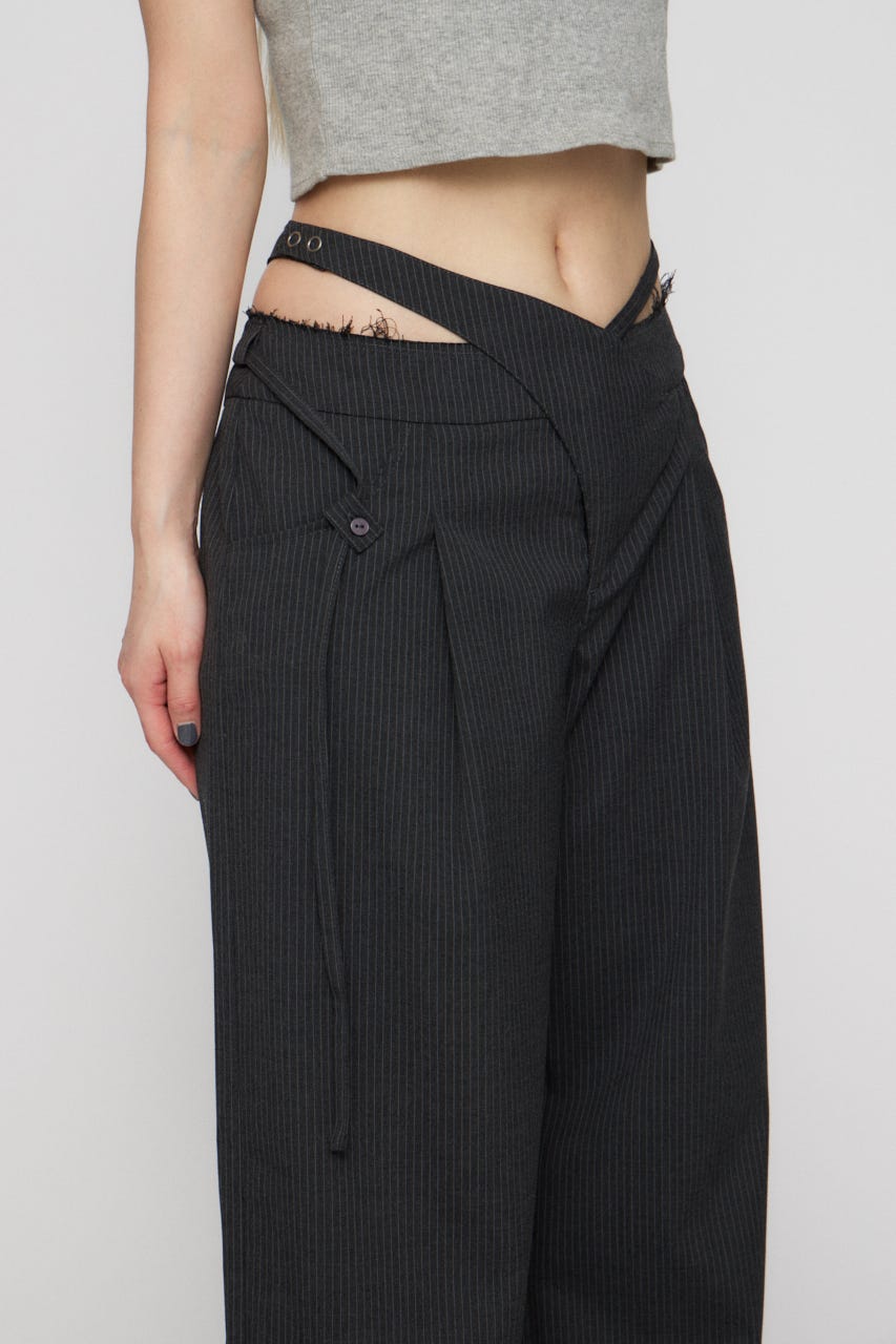 WAIST DESIGN STRIPE パンツ GRY S