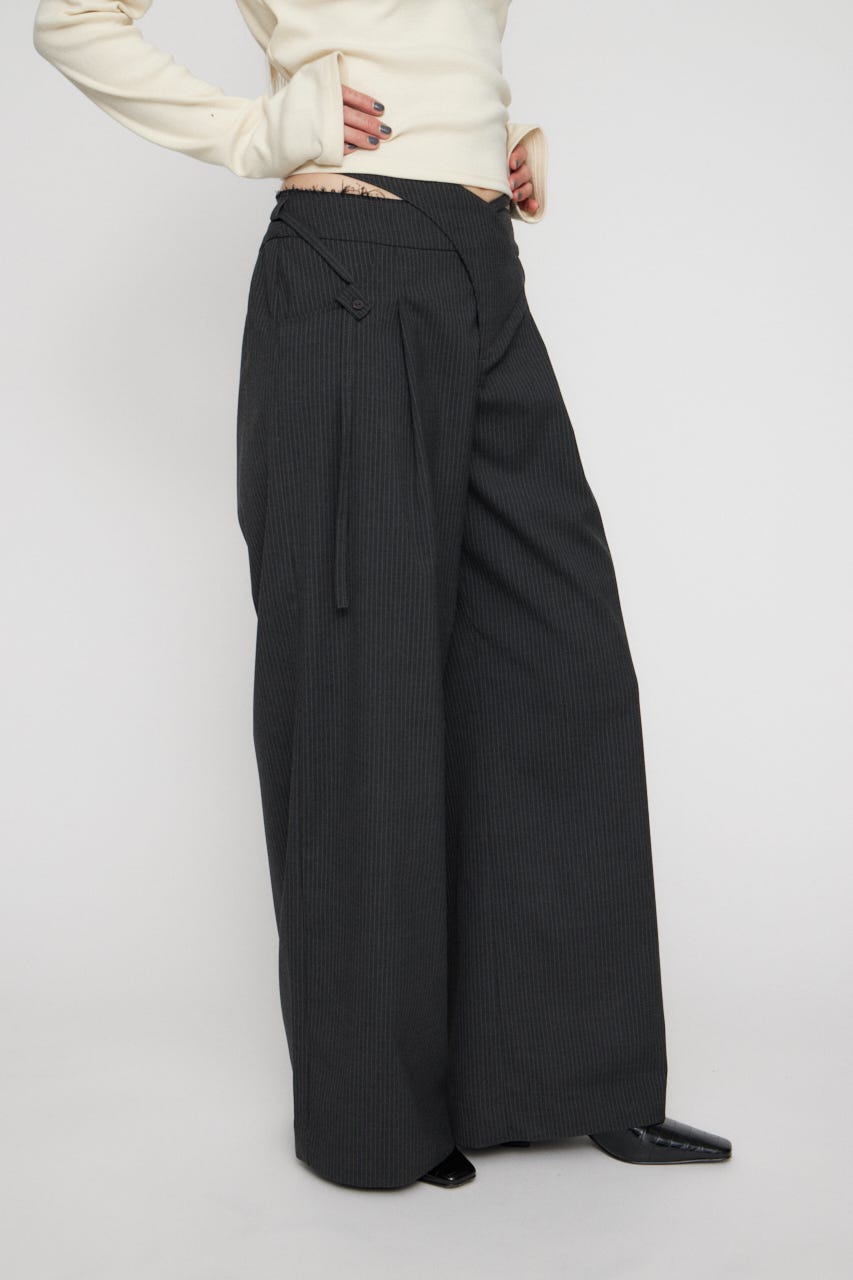 WAIST DESIGN STRIPE パンツ GRY S