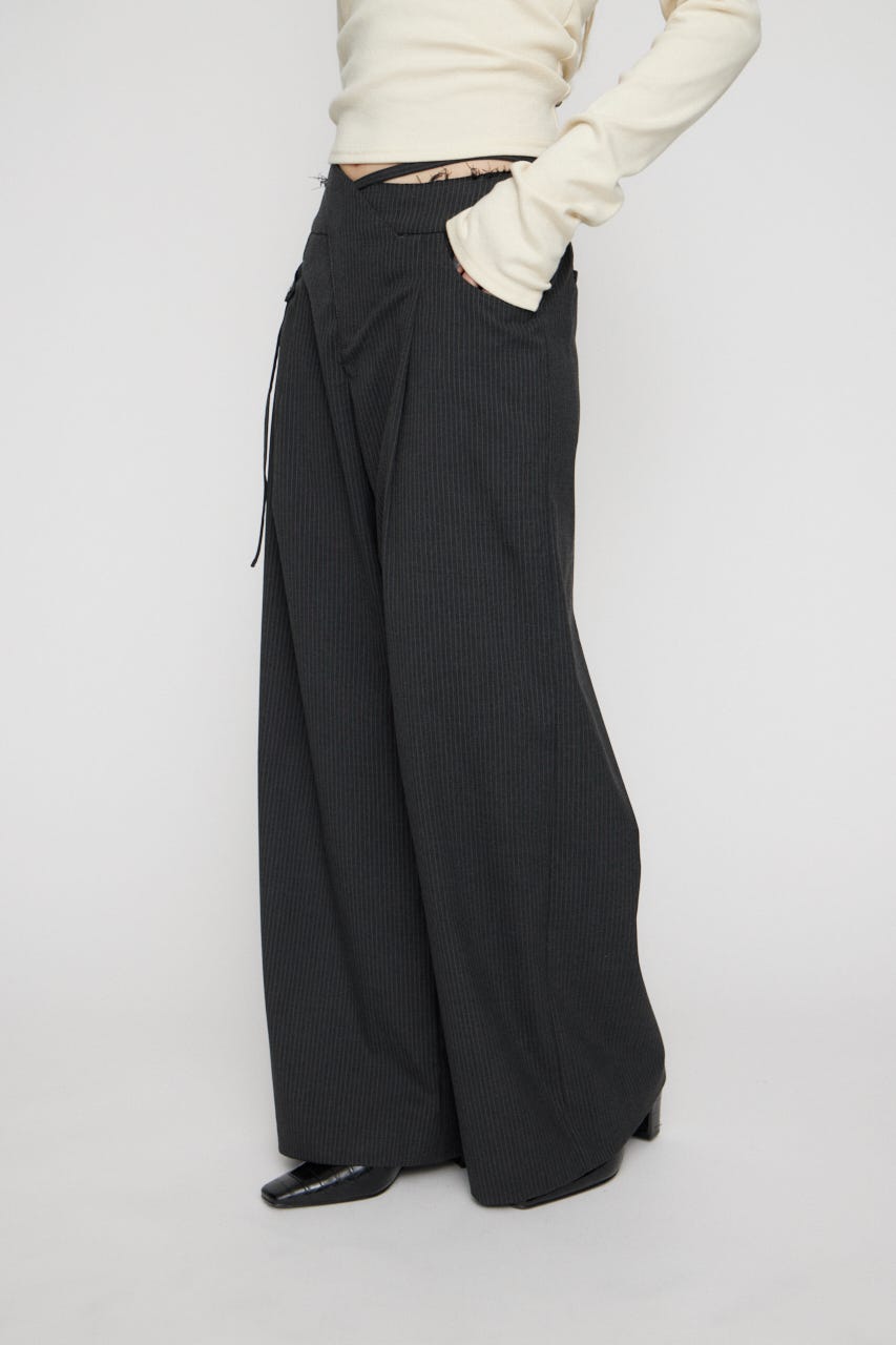 WAIST DESIGN STRIPE パンツ GRY S