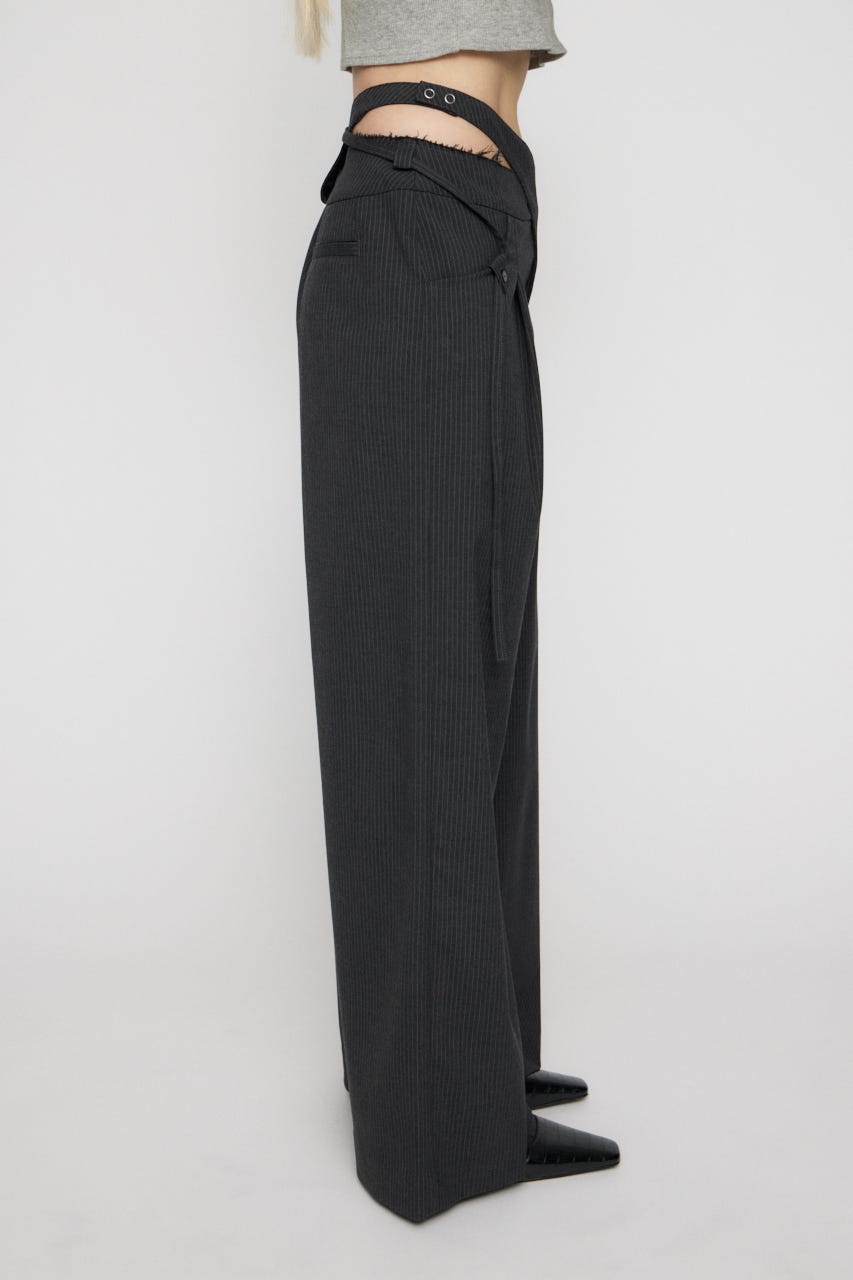 WAIST DESIGN STRIPE パンツ GRY S