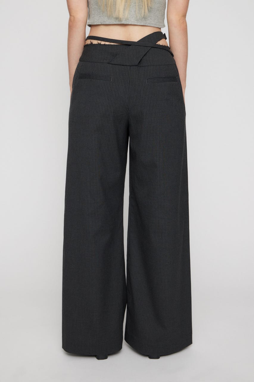 WAIST DESIGN STRIPE パンツ GRY S