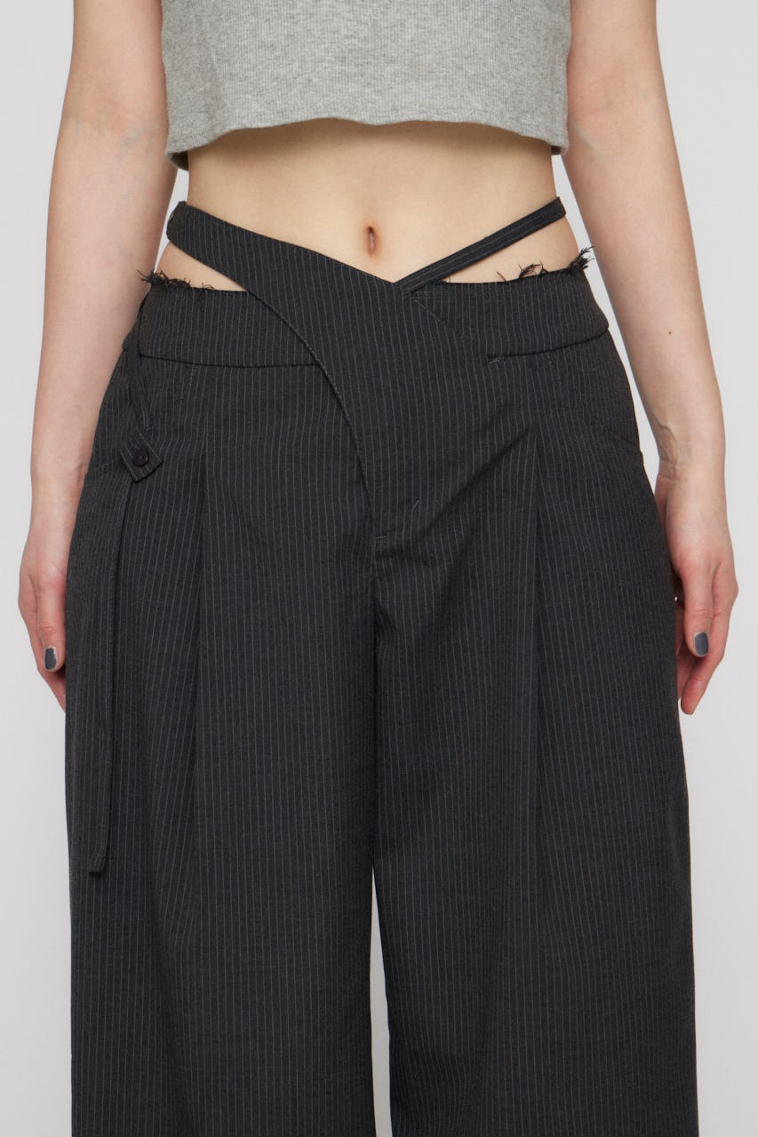 WAIST DESIGN STRIPE パンツ GRY S