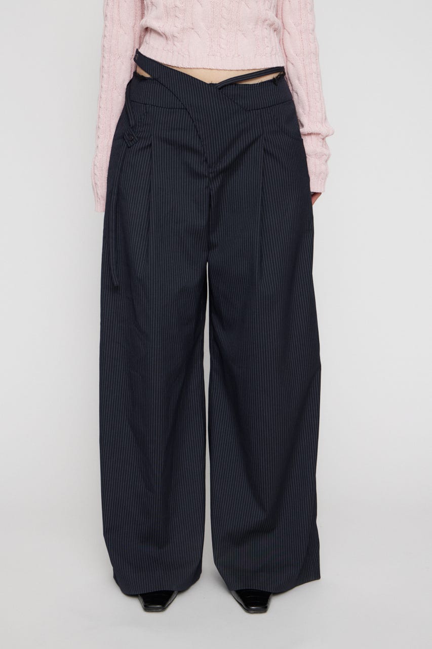 WAIST DESIGN STRIPE パンツ NVY S