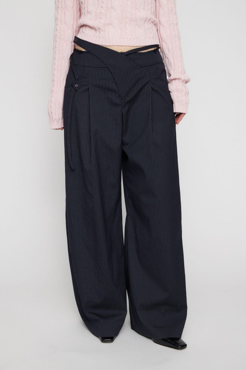 WAIST DESIGN STRIPE パンツ NVY S