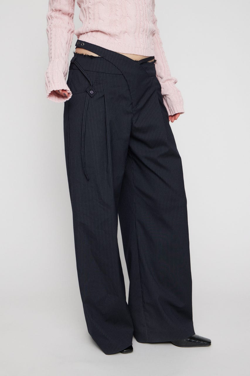 WAIST DESIGN STRIPE パンツ NVY S