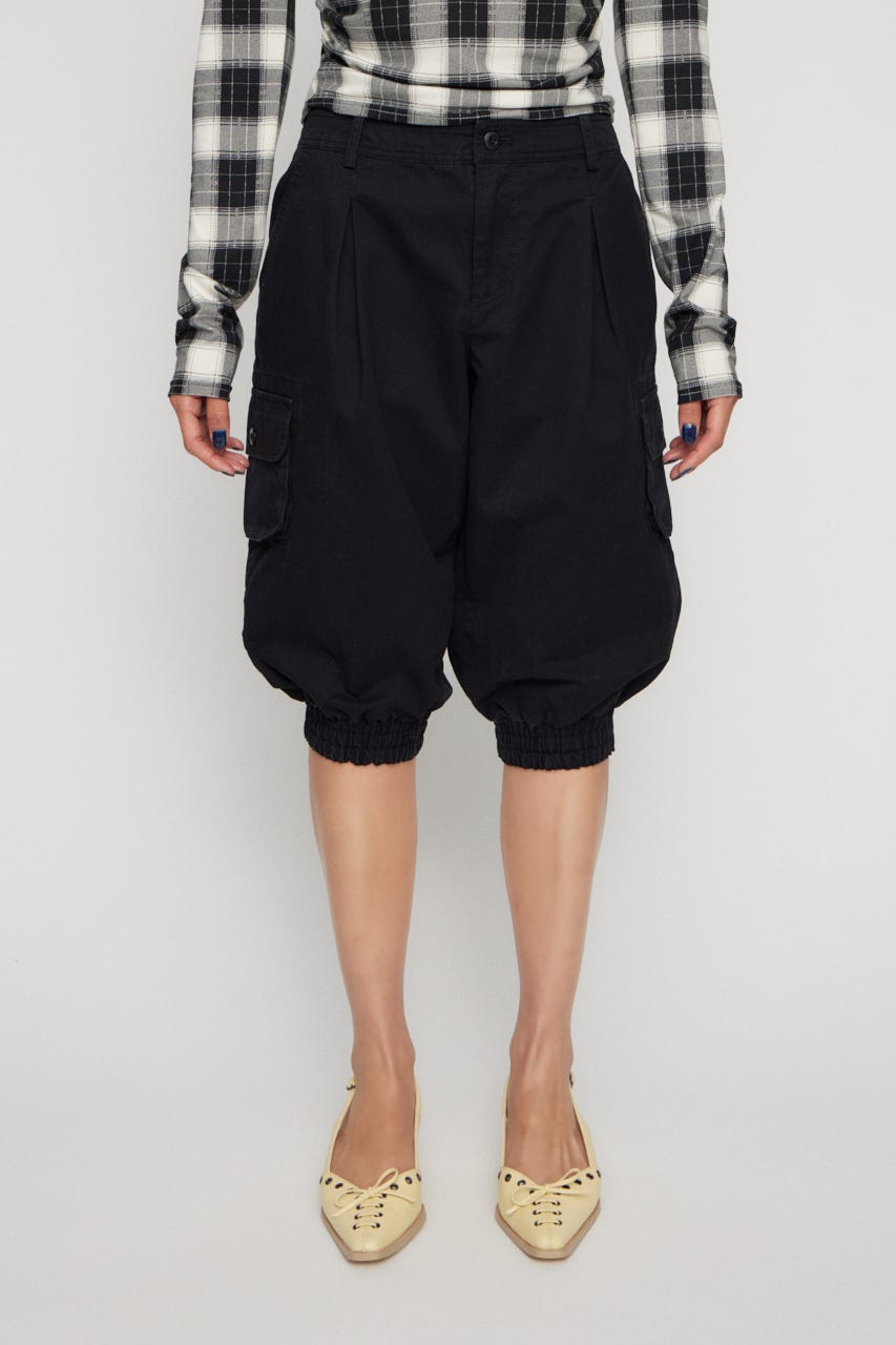 HEM SHIRRING SABRINA パンツ BLK S