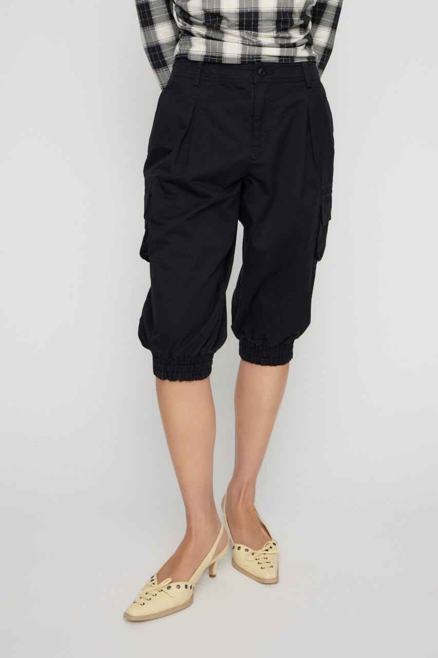 HEM SHIRRING SABRINA パンツ BLK S