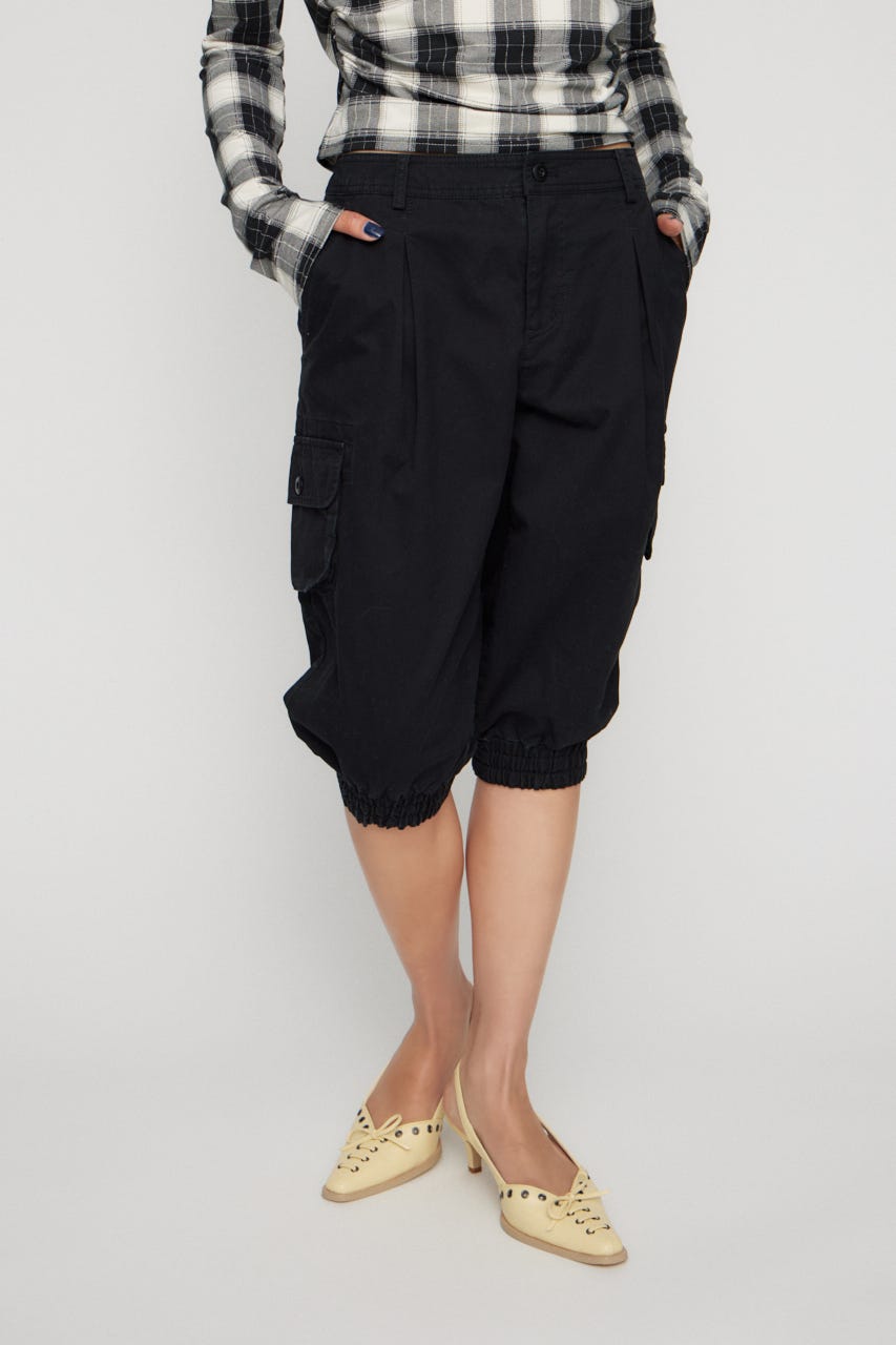 HEM SHIRRING SABRINA パンツ BLK S