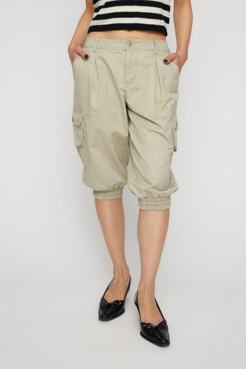 HEM SHIRRING SABRINA パンツ L/BEG S