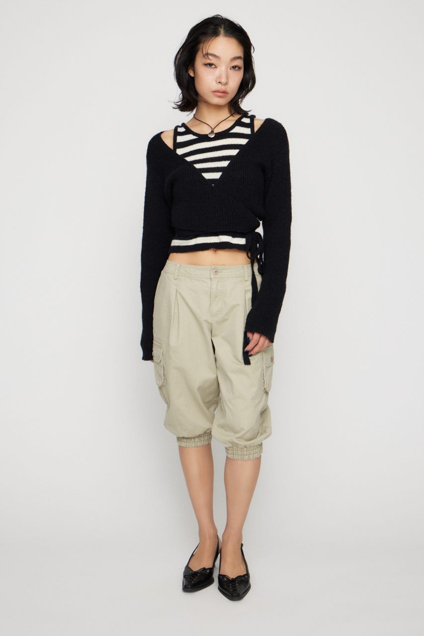 HEM SHIRRING SABRINA パンツ L/BEG S