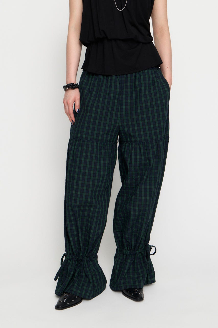 GATHER FRILL パンツ GRN S