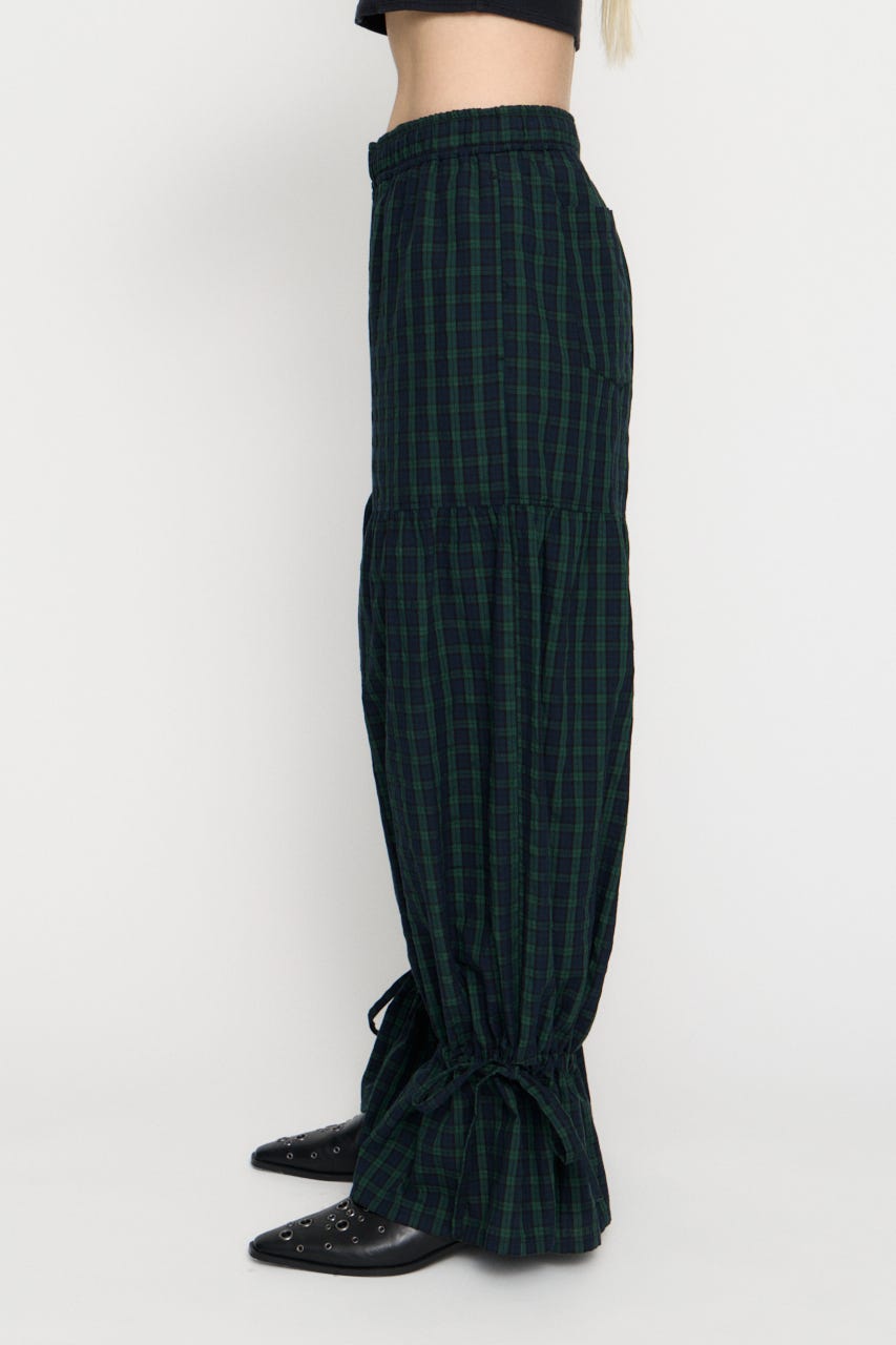 GATHER FRILL パンツ GRN S