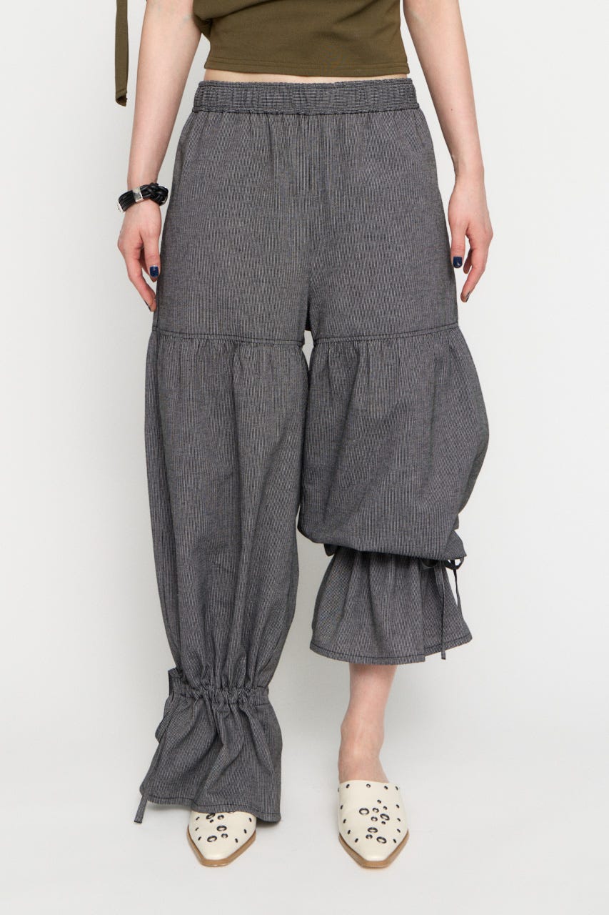 GATHER FRILL パンツ M/BLK M