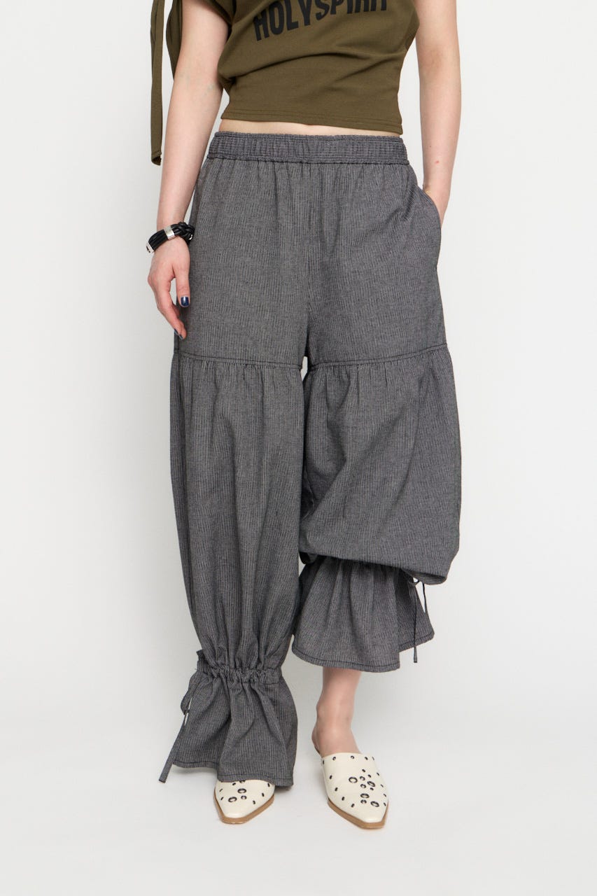 GATHER FRILL パンツ M/BLK M