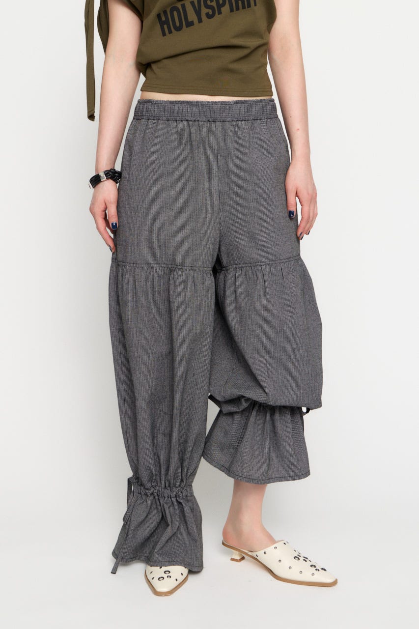 GATHER FRILL パンツ M/BLK M