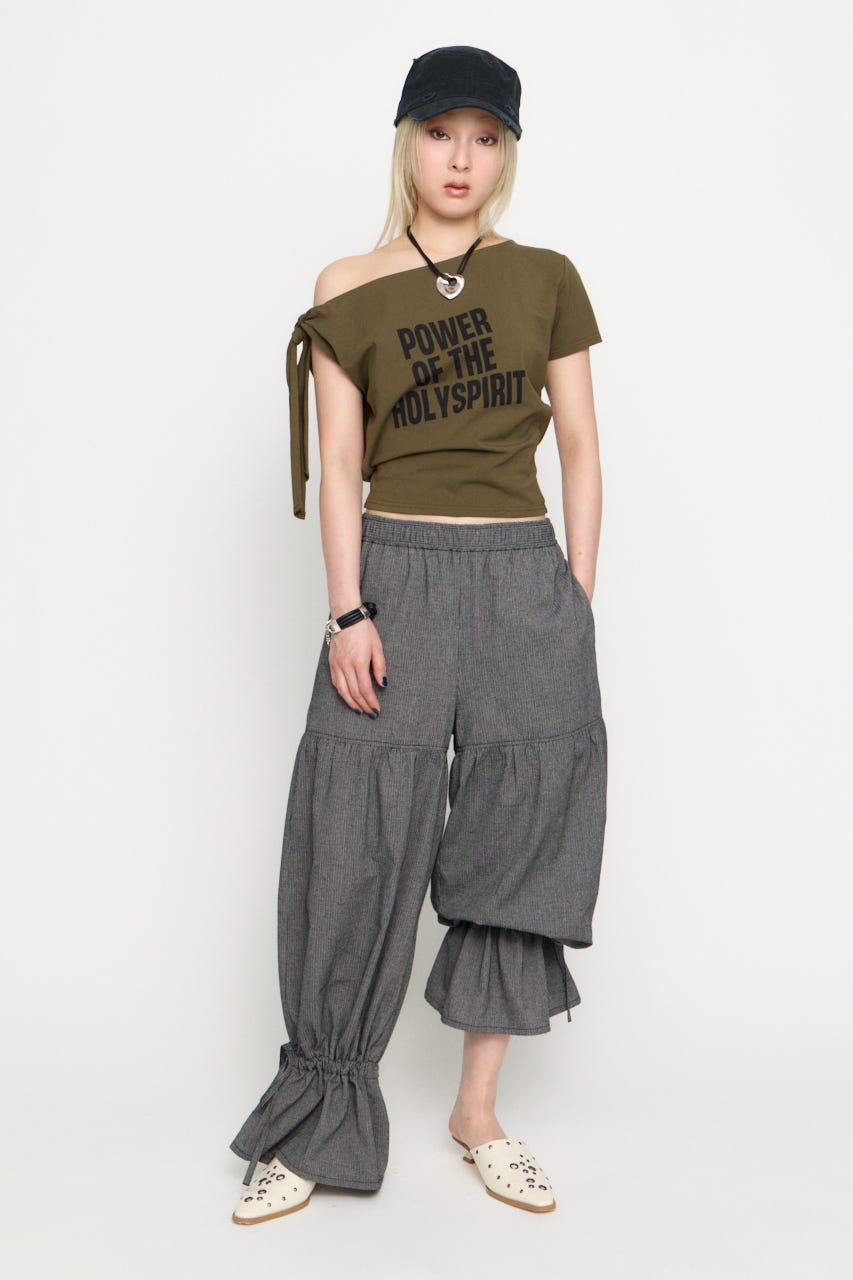 GATHER FRILL パンツ M/BLK M