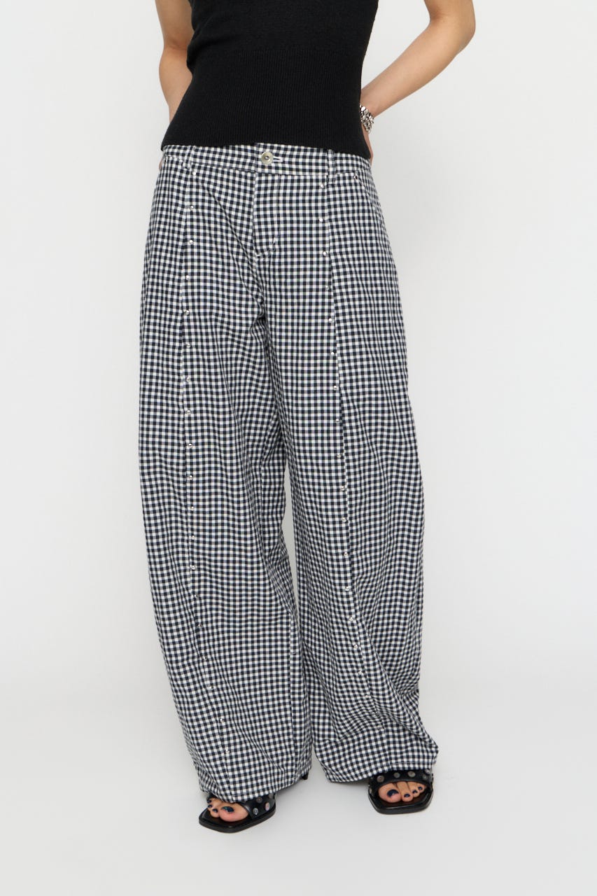 GINGHAM LOOSY パンツ BLK XS