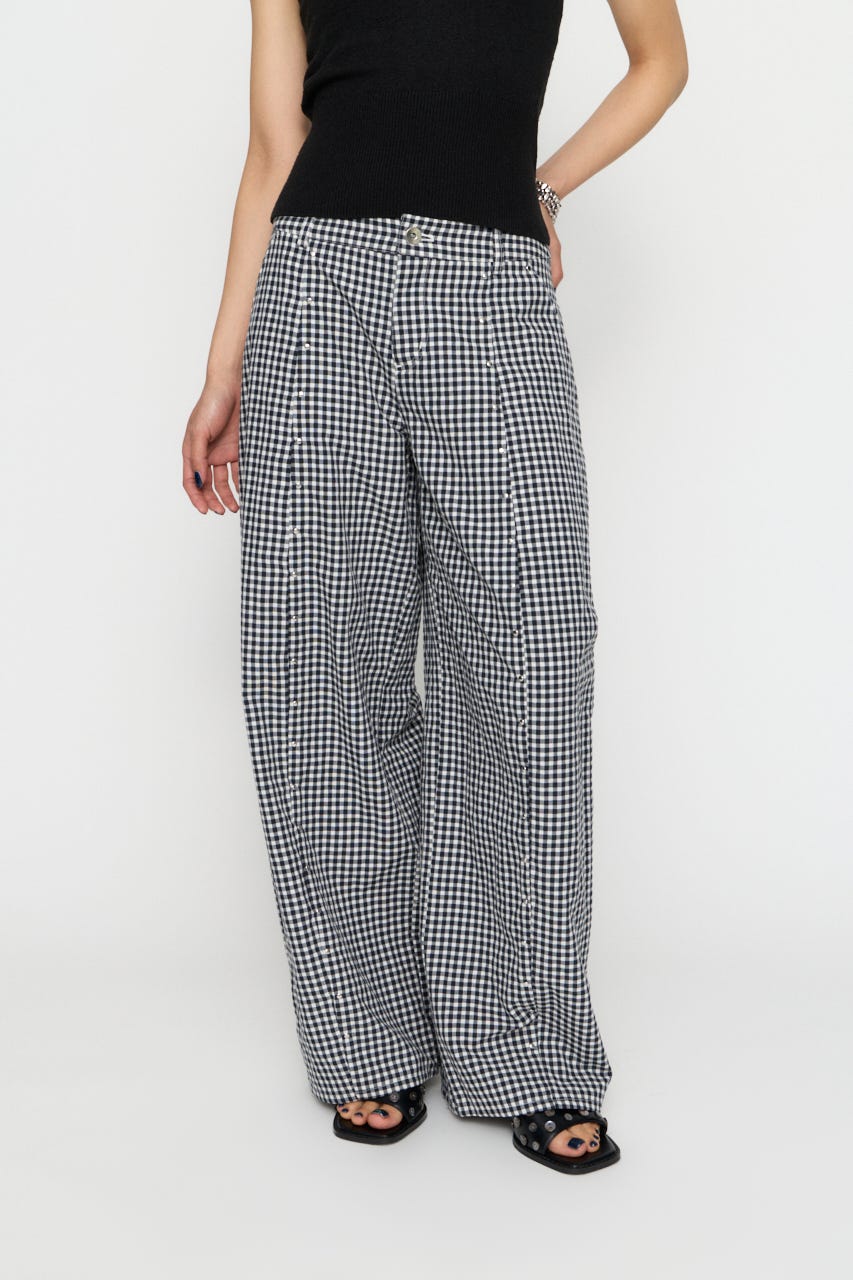GINGHAM LOOSY パンツ BLK XS