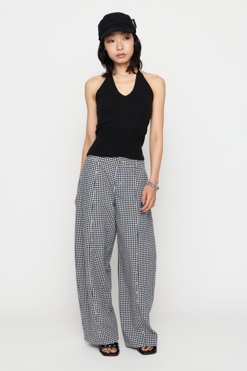 GINGHAM LOOSY パンツ BLK XS