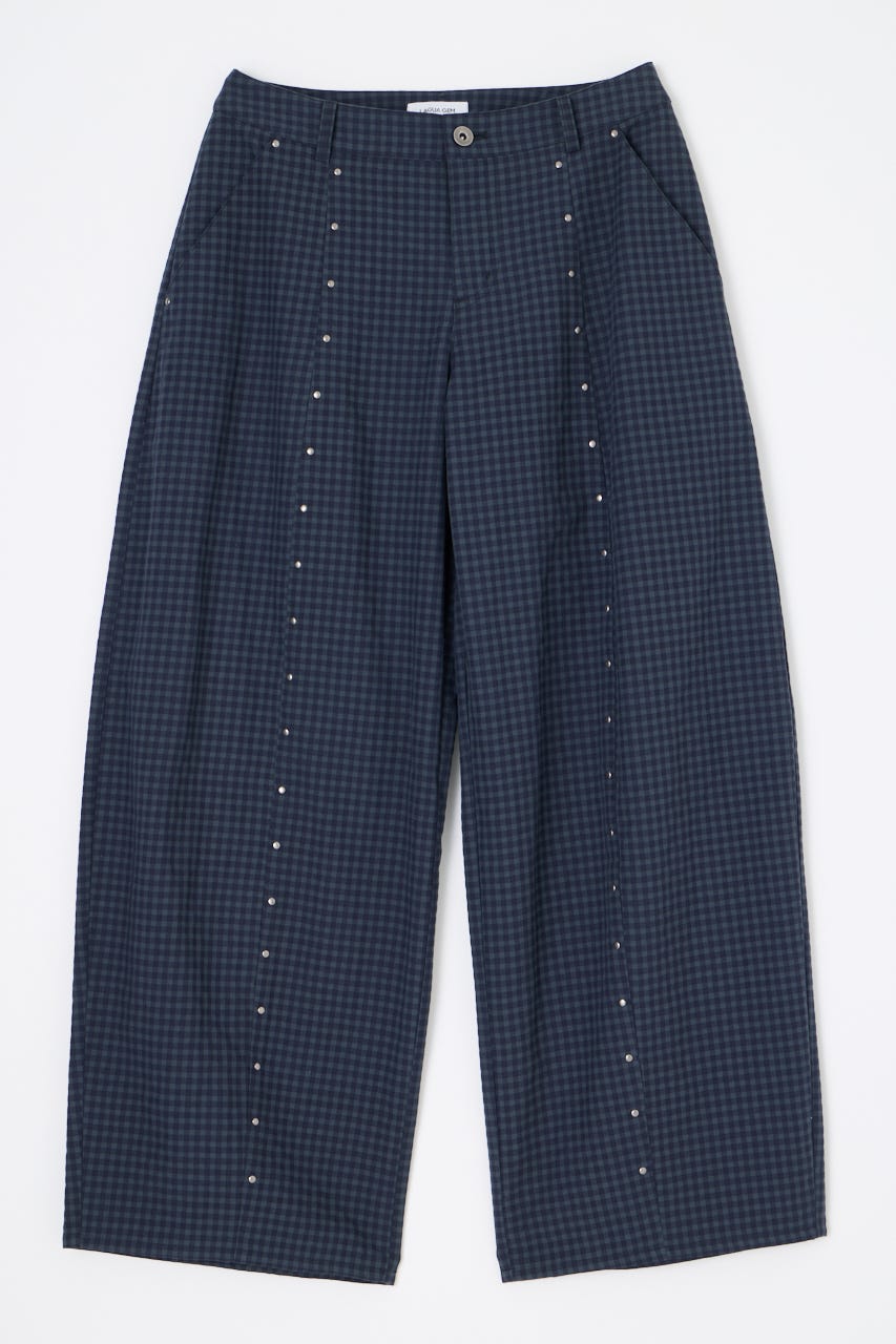 GINGHAM LOOSY パンツ NVY S