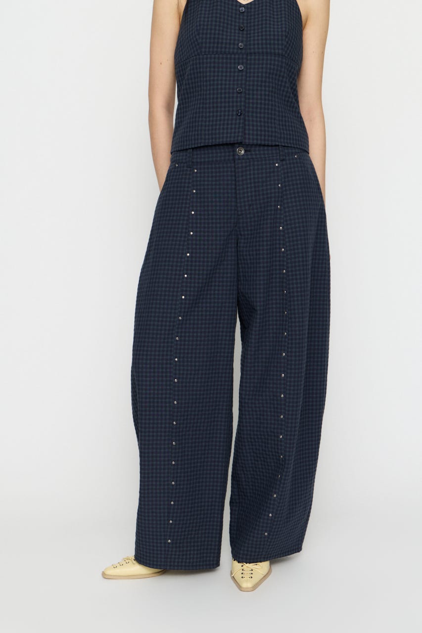 GINGHAM LOOSY パンツ NVY S