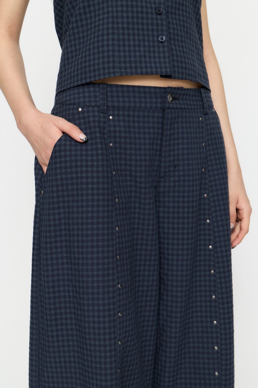 GINGHAM LOOSY パンツ NVY S