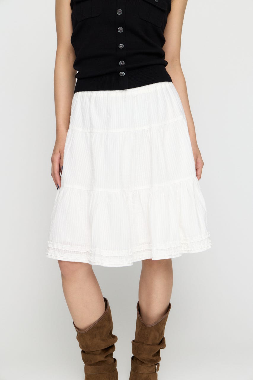 FRILL MIDI スカート WHT S
