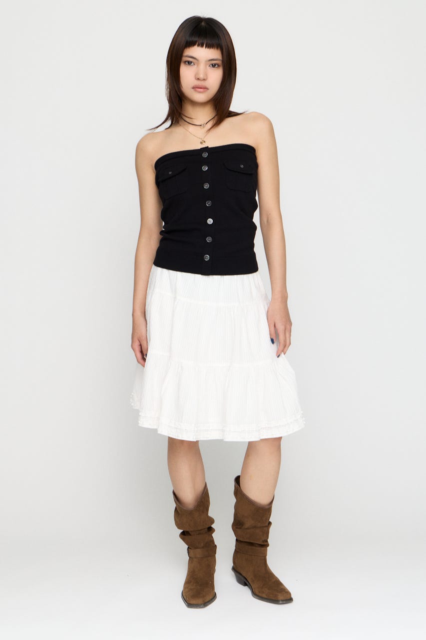 FRILL MIDI スカート WHT S