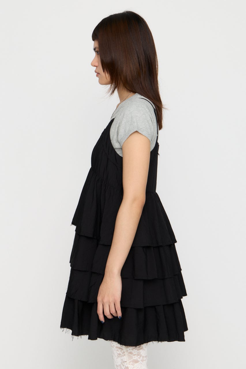OVERLAP FRILL ワンピース BLK S