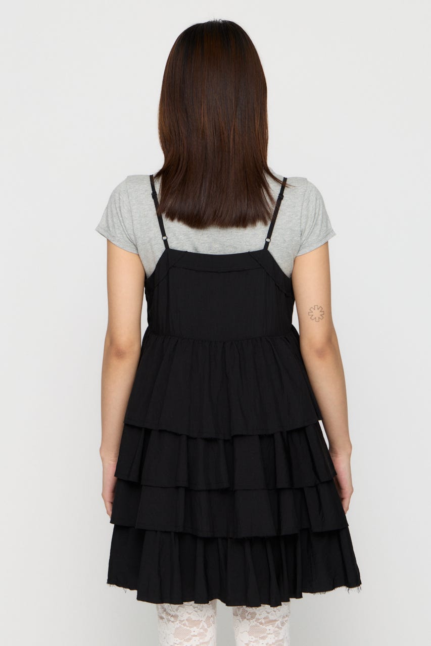 OVERLAP FRILL ワンピース BLK S