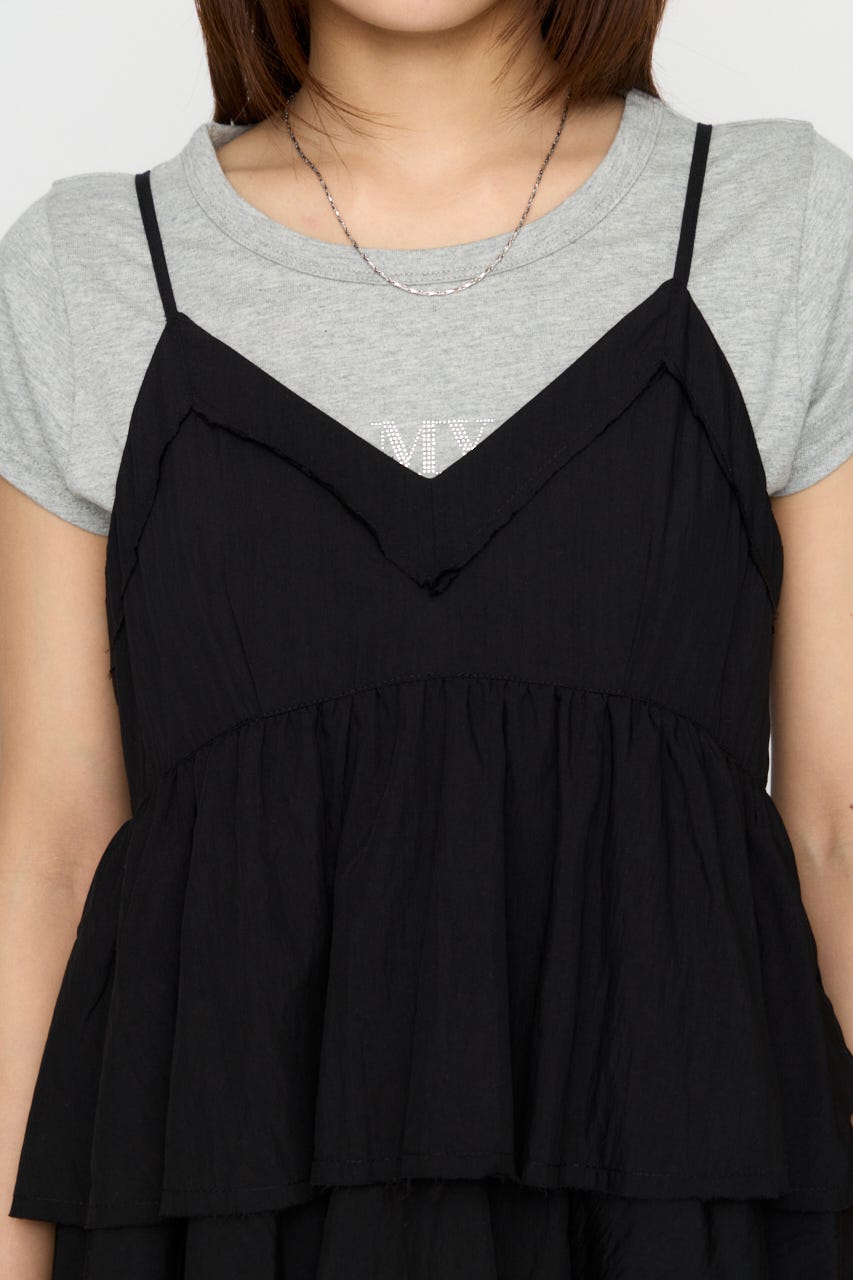 OVERLAP FRILL ワンピース BLK S