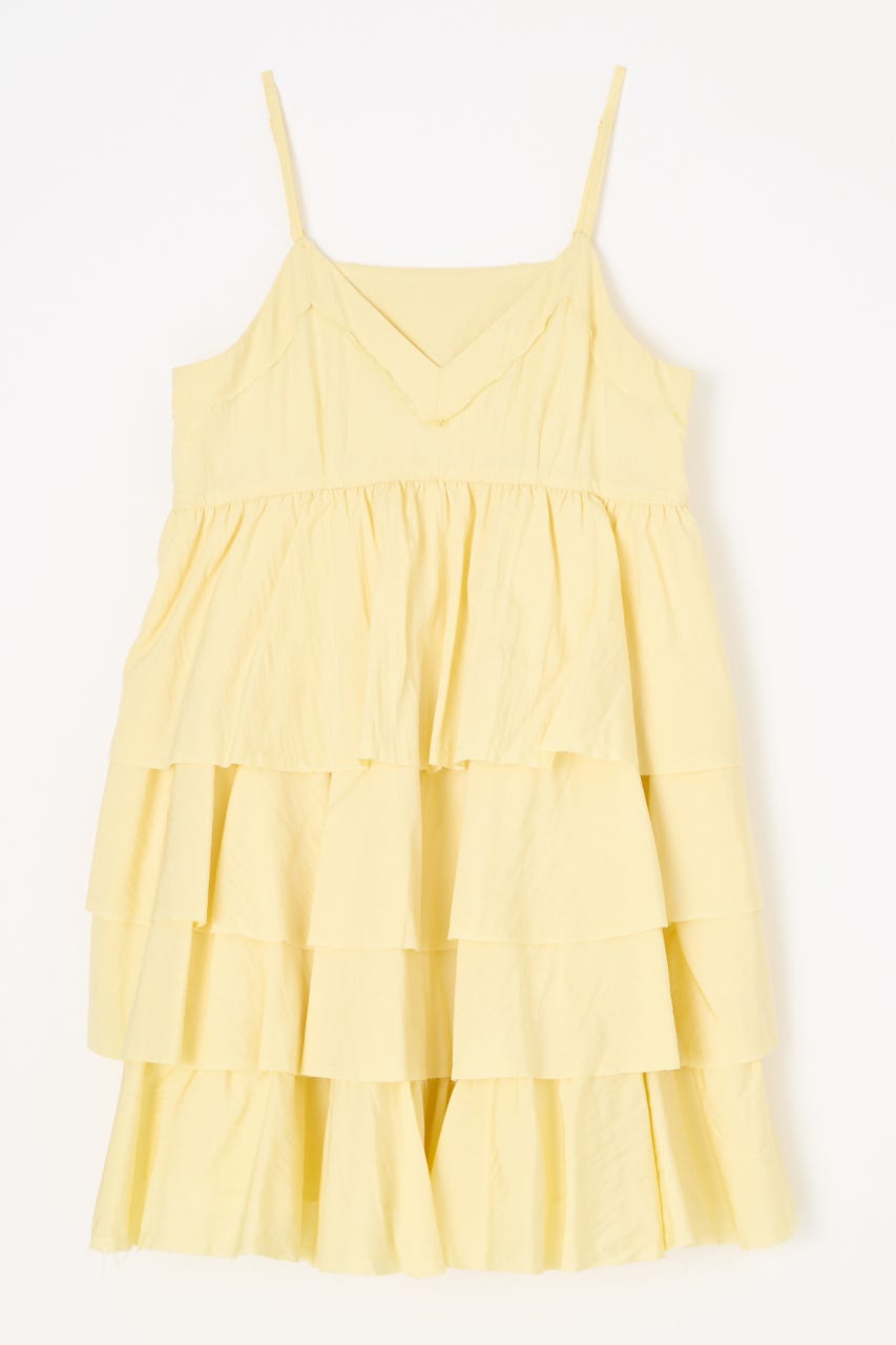 OVERLAP FRILL ワンピース L/YEL M