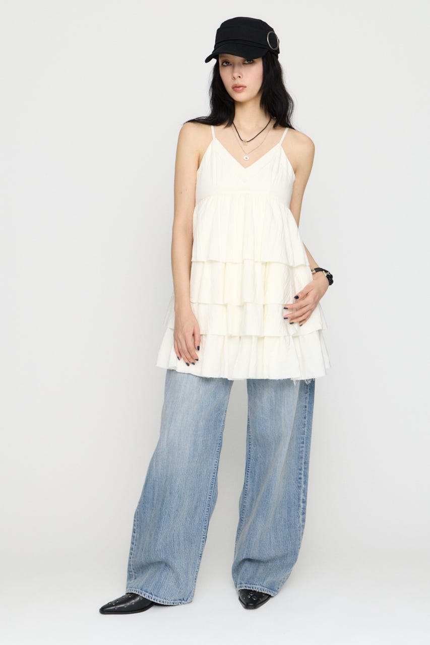 OVERLAP FRILL ワンピース O/WHT M