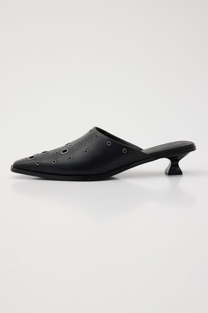 EYELET KITTEN HEEL ミュール BLK S