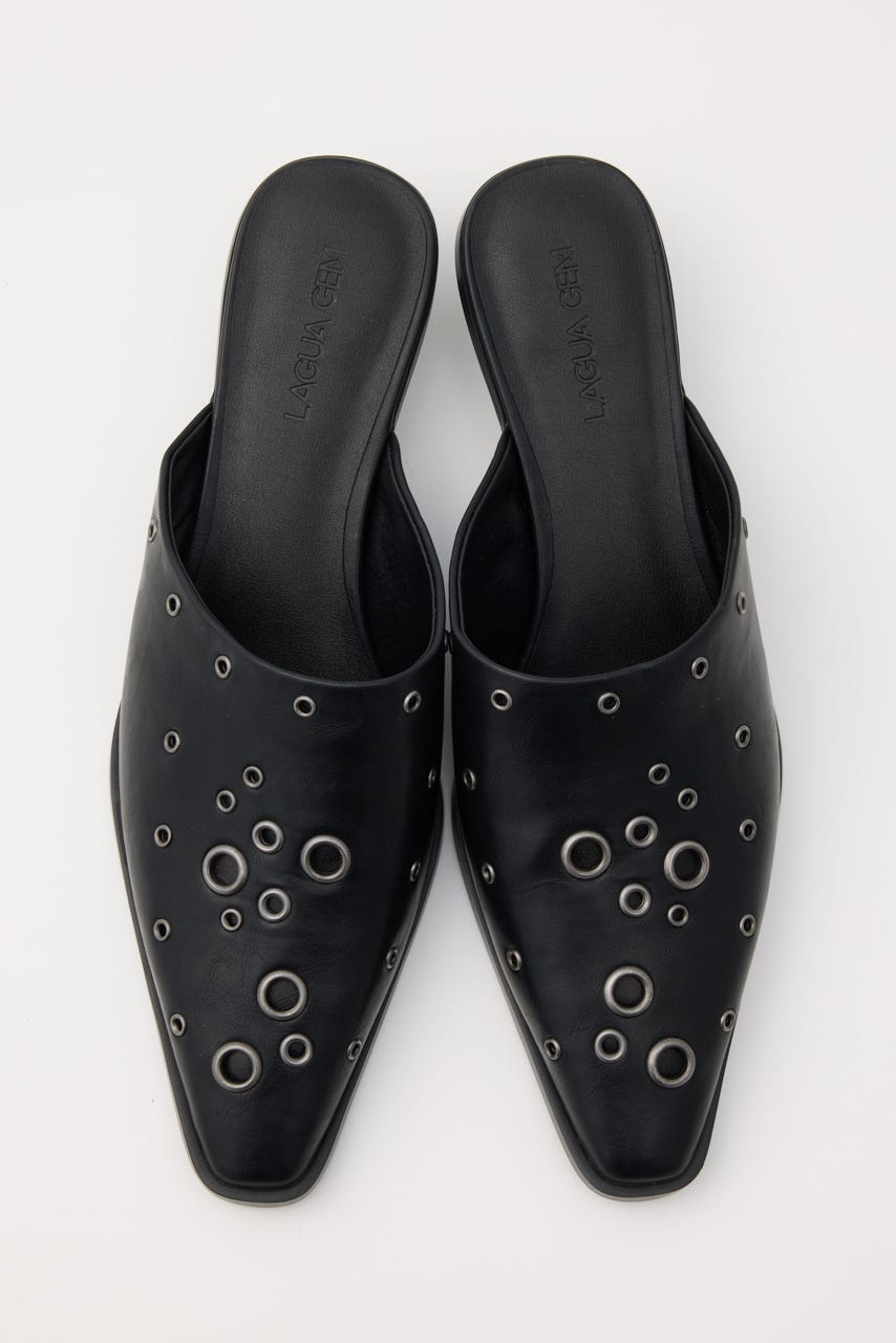 EYELET KITTEN HEEL ミュール BLK S